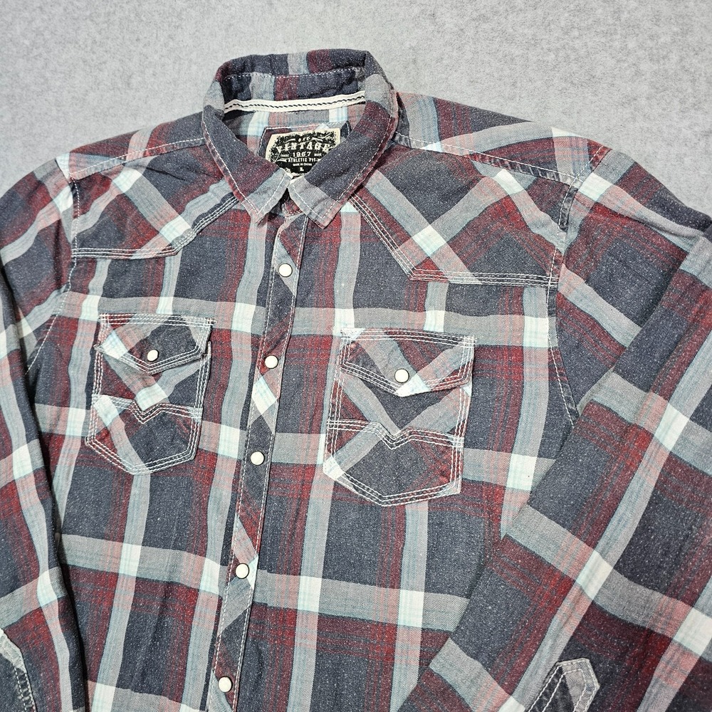 BKE Buckle Shirt Mens Large Pearl Snap Athletic Fit Vintage 1967 Western Rodeo